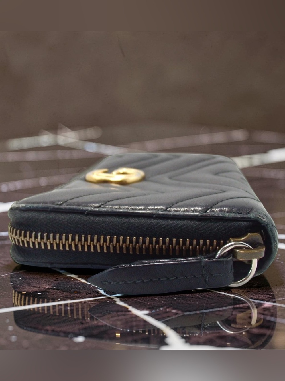 GUCCI GG Marmont Quilted Leather Zip Around Wallet 😍🖤🔥 - Picture 8 of 13